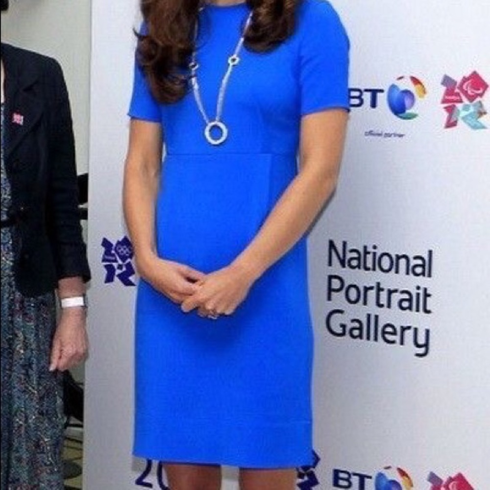 Blue knee length stretch dress